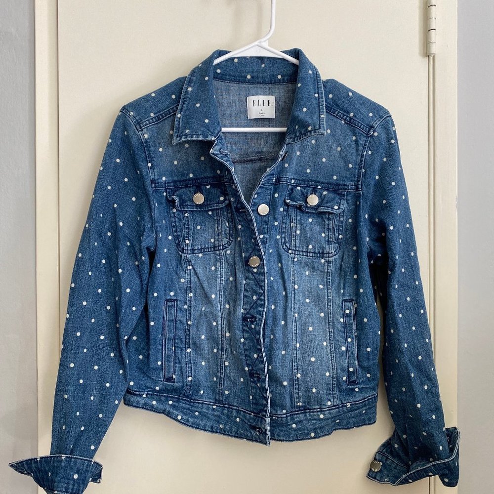 ELLE | Polka dot denim jacket (Size L)